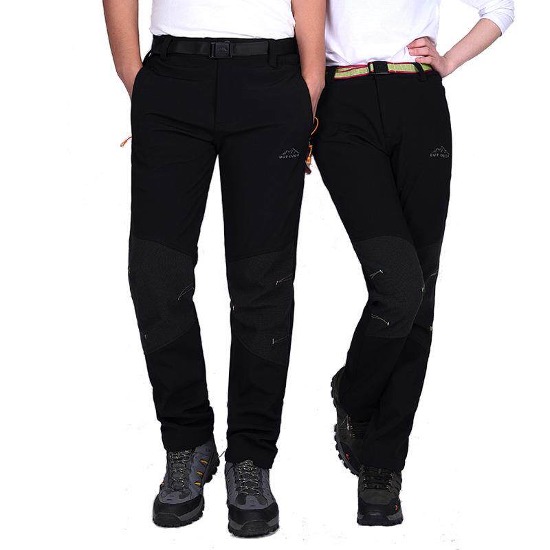 男女户外冲锋裤秋冬季防水防风加绒加厚保暖抓绒软壳滑雪裤大码