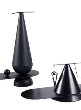 现代简约抽象金属平衡艺术蓝色小飞人树脂摆件客厅卧室家居装饰品