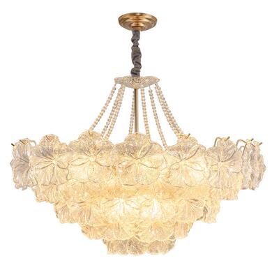 法式吊灯奶油风客厅主灯轻奢水晶玻璃卧室五叶花瓣高级感客厅吊灯