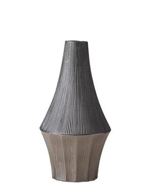 银灰色大号拉丝陶瓷花瓶别墅酒店卧室餐边柜装饰侘寂样板间摆件