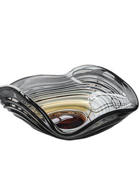 视远北欧简约抽象派艺术玻璃果盘高级感创意软装家居客厅摆件