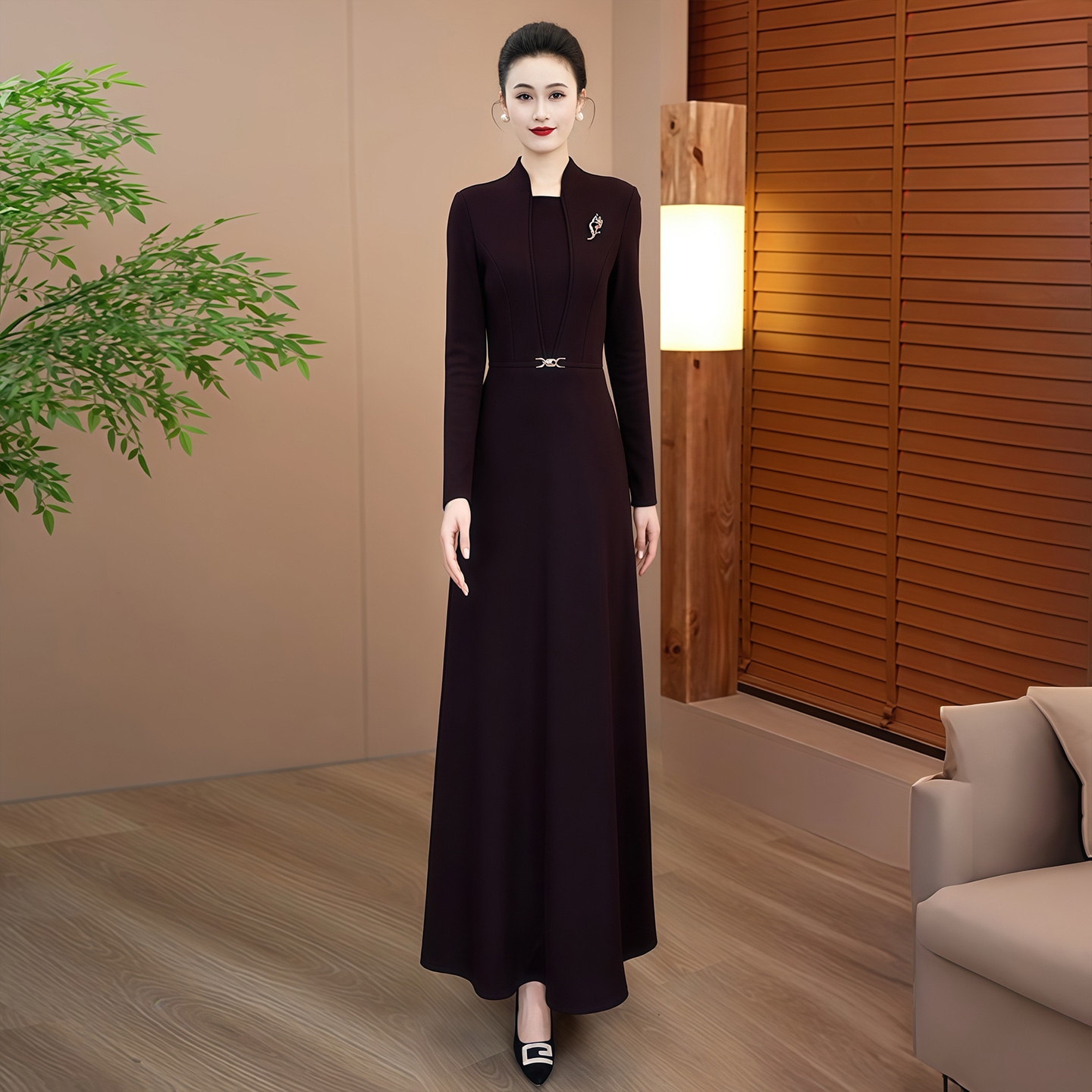 拉佰缇显瘦气质保暖加厚长裙