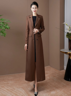 咖色风衣女长款2025秋装新款高端大气上档次气质过膝大衣外套507