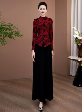 红色加厚冬季连衣裙女2025新款显瘦气质重要场合漂亮的长裙子102