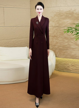 正式场合端庄连衣裙冬2025新款气质显瘦裙子超好看加厚毛呢长裙71