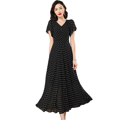 女神范显瘦大摆长款连衣裙