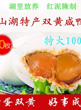 微山湖特产放养特大双黄咸鸭蛋熟流油红心双黄100g20枚包邮