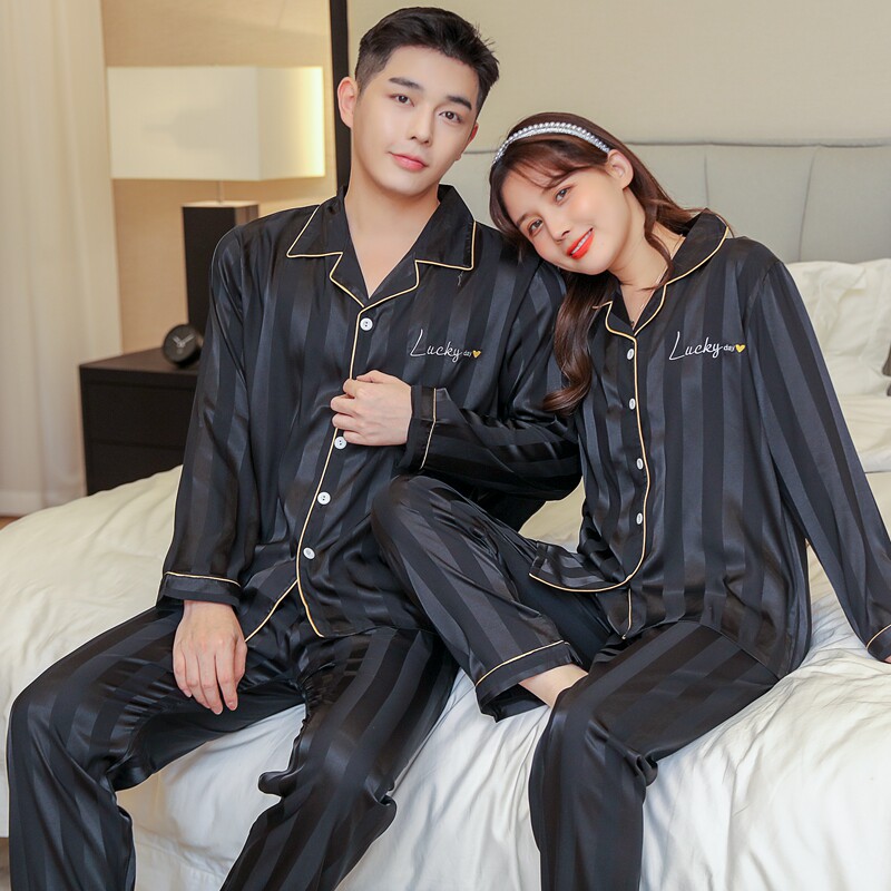 情侣睡衣春秋长袖2021年新款黑色套装女士加肥加大码胖mm性感开衫