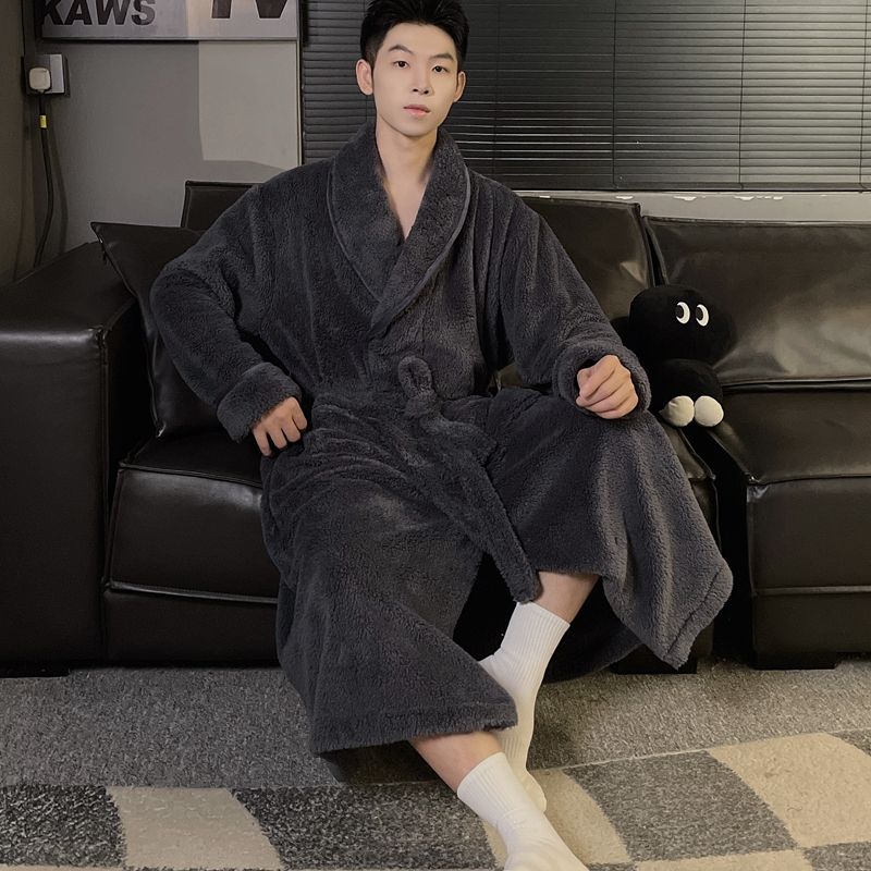 加长睡袍情侣睡衣秋冬季珊瑚绒