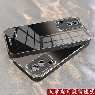 适用iqooneo7手机壳iqooneo6电镀银玻璃neo7se渐变灰黑竞速版neo6se新品套vivo爱酷网红高级男女全包防摔外壳