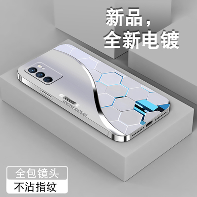 适用opporeno6手机壳新款reno5潮男reno6pro高颜值Reno5k电镀银pro+保护套全包防摔创意粒子商务硅胶磨砂外壳