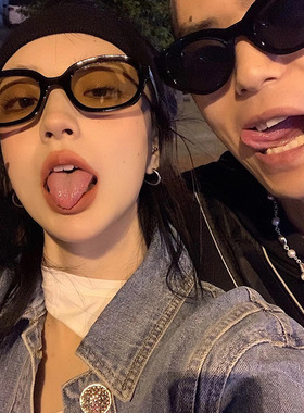 新款韩版网红同款茶色墨镜男时尚椭圆形防晒防紫外线太阳眼镜女潮