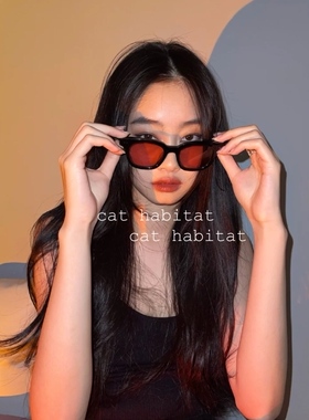 复古新款ins网红同款小脸红色墨镜男果冻片gd黑色太阳镜女韩版潮