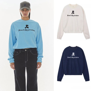 韩国小众潮牌restandrecreation字母刺绣RR休闲摇粒绒圆领卫衣女