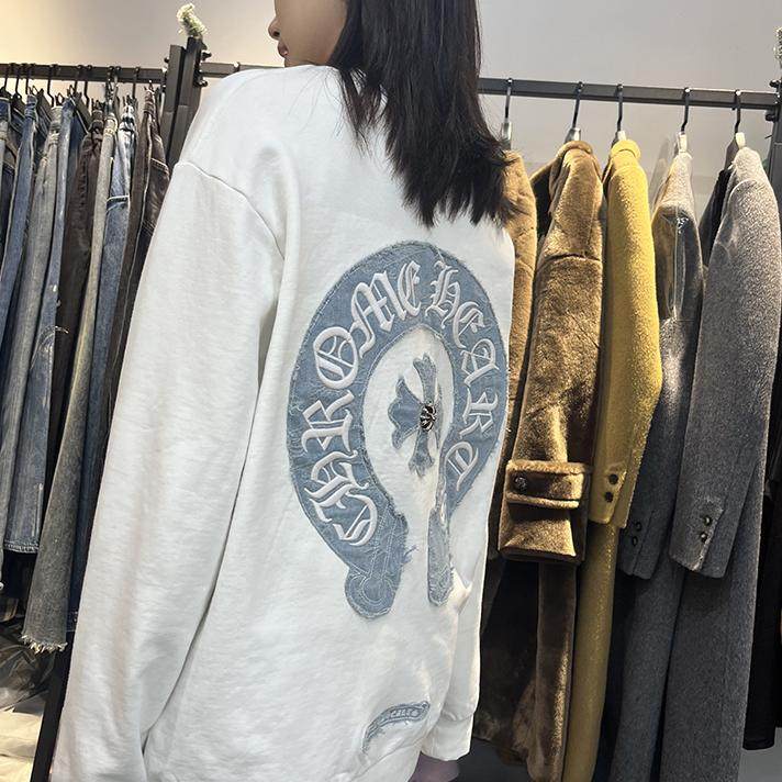 欧货潮牌高端男女同款马蹄梵文纯棉长袖毛圈套头情侣贴布绣男卫衣