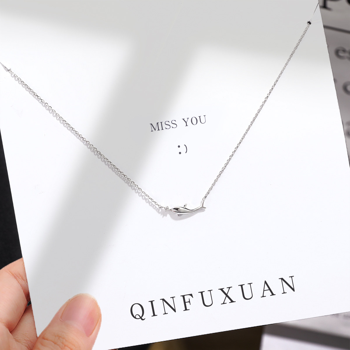 海豚采用施华洛世奇元素大鱼海棠项链女纯银首饰小众品牌设计感