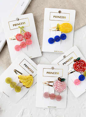 傲娇妞女童发卡韩国儿童发饰可爱水钻bb夹荧光串珠发夹宝宝鸭嘴夹