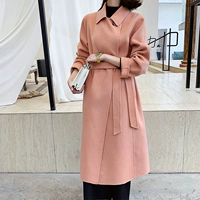 Áo len cashmere nữ hai mặt Waitmore mùa thu đông 2019 khí chất mới len qua đầu gối Áo len gió Heben - Áo khoác ngắn áo khoác nữ đẹp