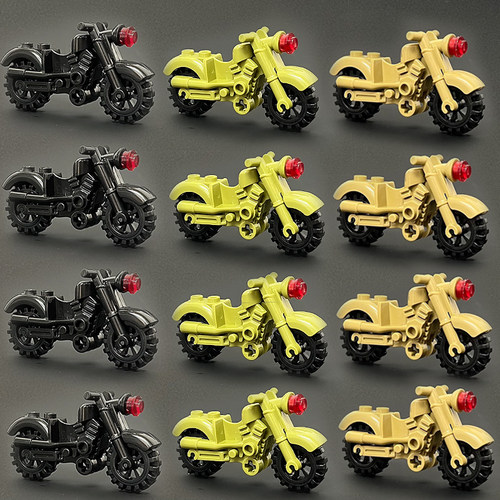 小人军事摩托车人仔越野车小型可载人积木场景特种兵基地拼装玩具