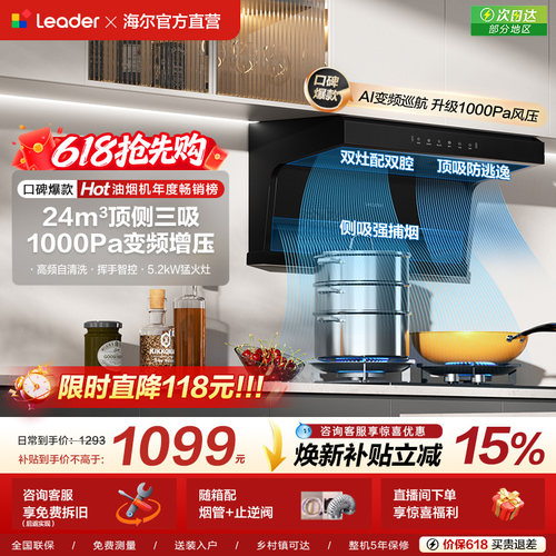 Haier/海尔Leader海尔智家大吸力抽油烟机厨房家用92DPro