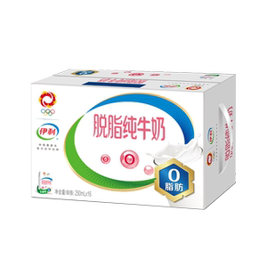 7月伊利脱脂纯牛奶250ml*24/16盒0脂肪低脂早餐营养牛奶整箱批