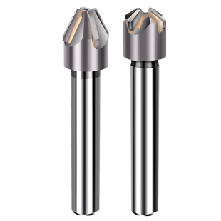 硬质合金倒角刀直锥柄镶钻头钨钢铣刀2刃修边6090120度锪钻开孔器