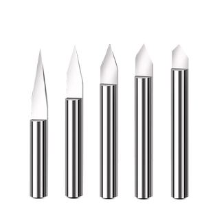 俊拓电脑雕刻机刀具3.175mm数控平底尖刀cnc钨钢锥刀度雕刻刀盒装