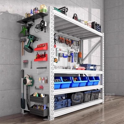 五金工具架仓储货架带洞洞板多层置物架工具架带挂钩收纳整理架子