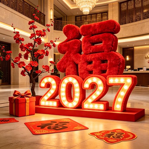 2027新年福字发光字美陈定制