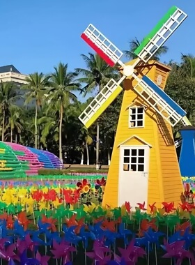 户外大风车景区旅游景点公园摆件风车荷兰木制品花海田园电动风车