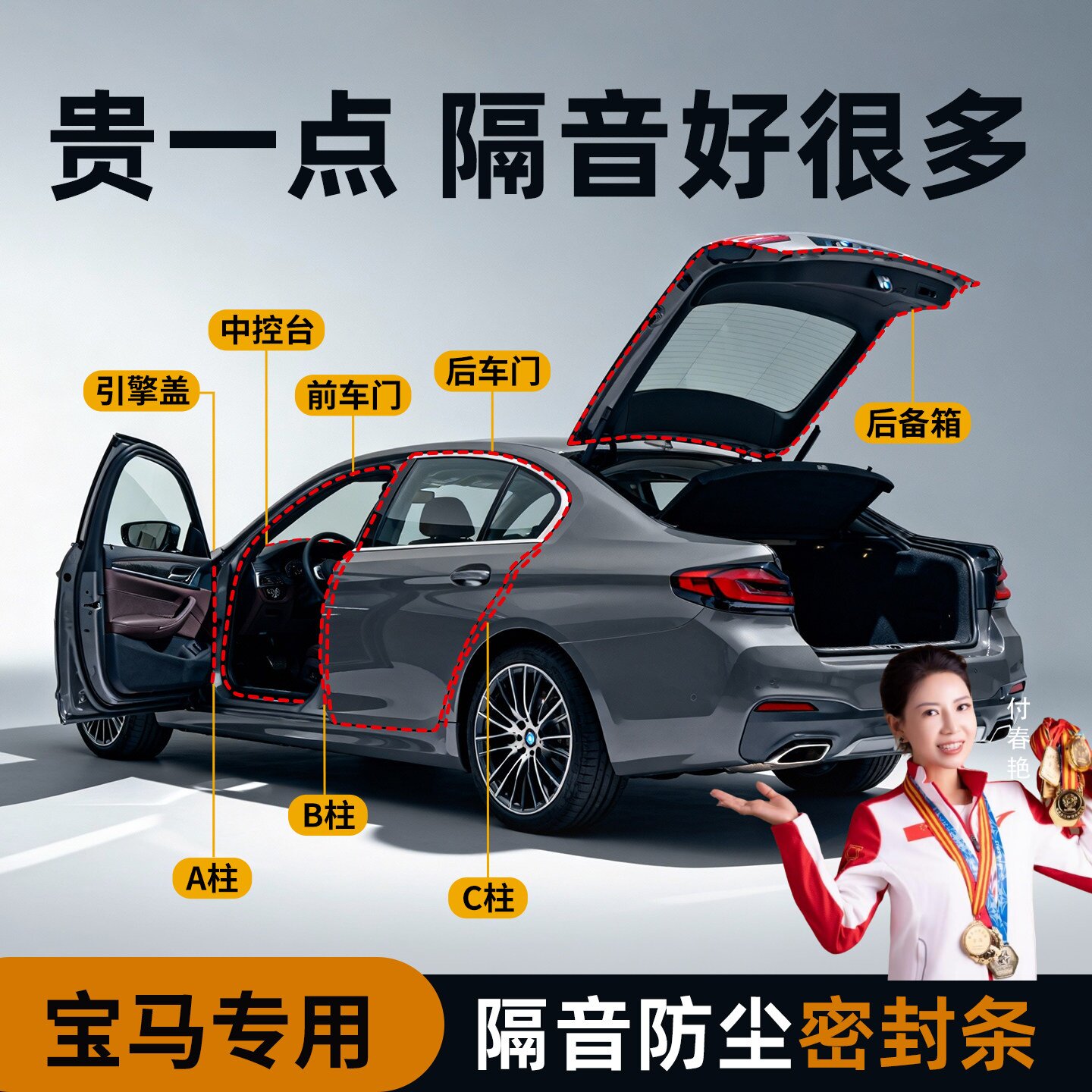 宝马车门密封条3系5系7系X1/X3/X5/X7汽车门边框b柱C柱门缝隔音条