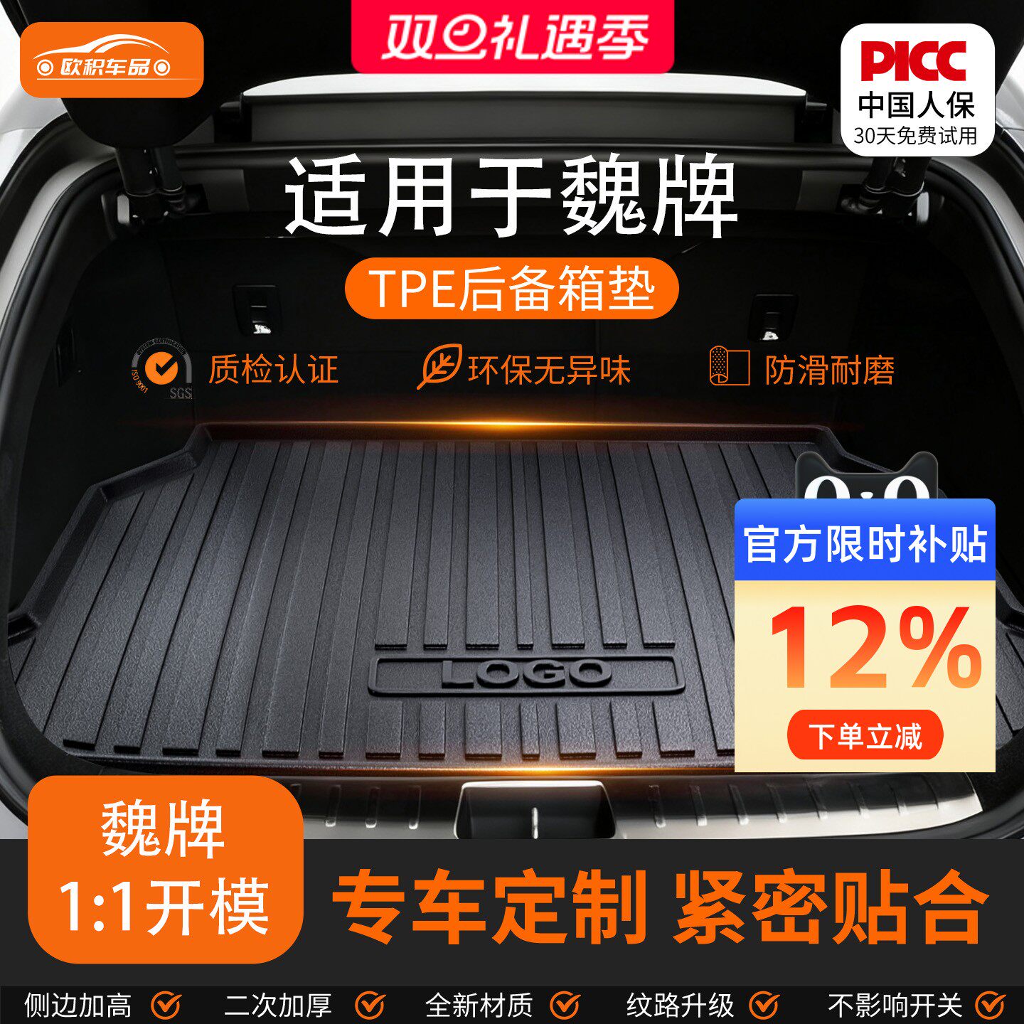 【魏牌】专用全包围后备箱垫！