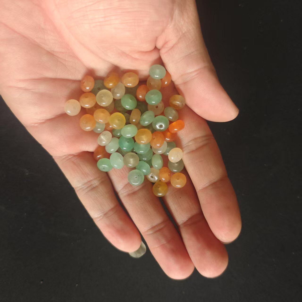 纯天然三彩金丝玉算盘散珠隔片老型冰糯种东陵玉珠子diy配件饰品