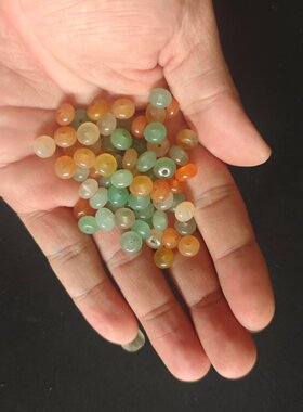 纯天然三彩金丝玉算盘散珠隔片
