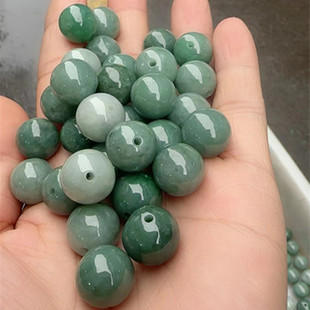 纯天然缅甸翡翠玉a货油青13mm珠子手串链情侣款国庆节生日礼品物