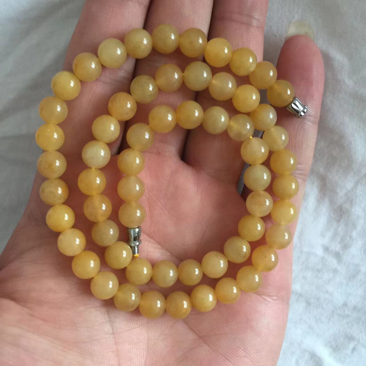 天淼玉器手鏈手串圓珠黃龍玉翡翠