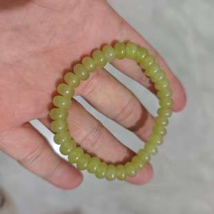 天然冰晴青海水黄玉A货算盘珠手串8mm黄绿色昆仑一响万两手链女款