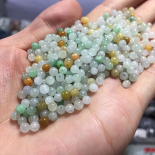 天然缅甸翡翠玉冰种油青三彩4mm珠手串项链情侣款国庆节生日赠送