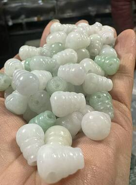 天然缅甸翡翠三通佛头散珠
