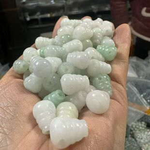 天然缅甸翡翠三通佛头15mm珠子圆珠散珠DIY手工项链配件材料