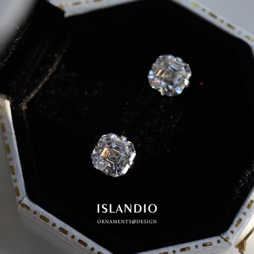 ISLANDIO白刚玉阿斯切银情侣耳钉