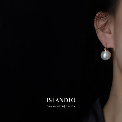ISLANDIO正圆无暇大颗珍珠纯银耳