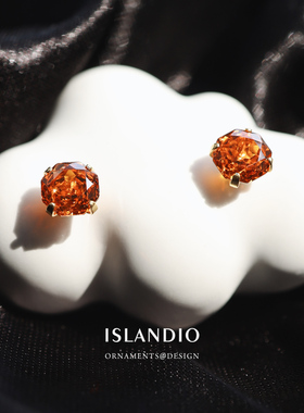 ISLANDIO芬达石玫瑰宝石耳钉男女