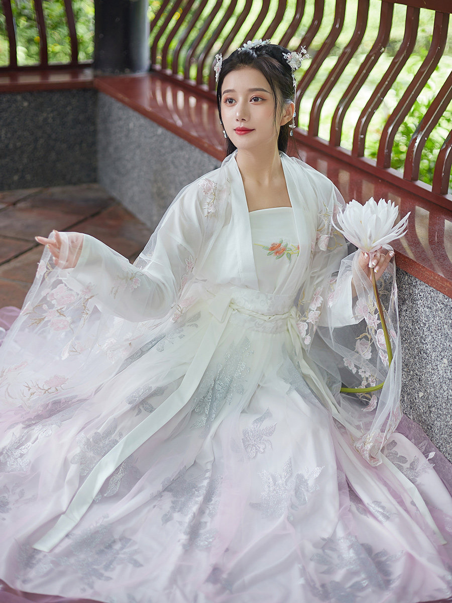 古装正品原创白菜汉服女夏季仙气中国风飘逸学生汉服齐胸齐腰整套