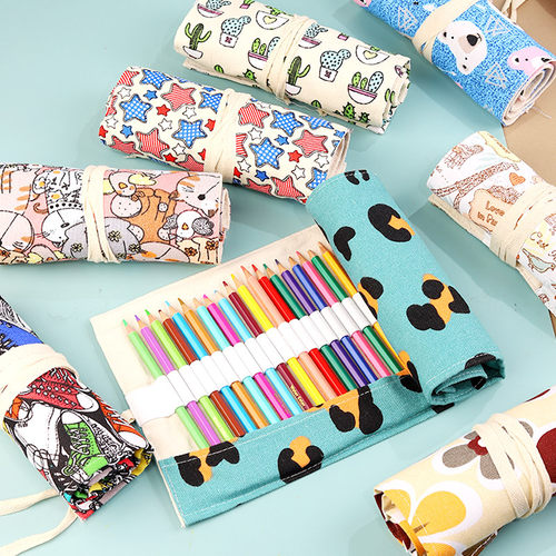 卫庄帆布笔帘大容量绘画文具袋卷