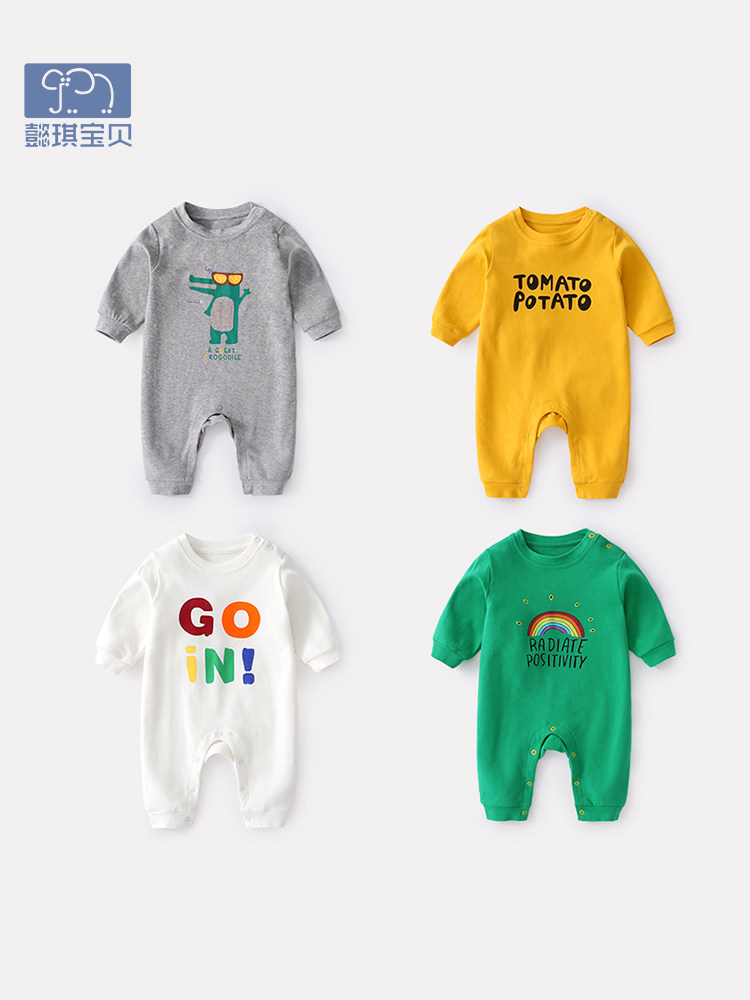 Children's clothing spring and autumn female newborn Haiyi pure cotton spring climbing clothing Baby boy clothing jumpsuit thin spring clothing