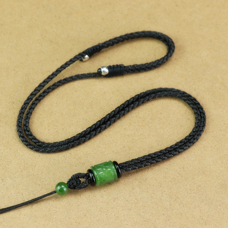 JASPER PENDANT LANYARD JADE GUANYIN PIXIU PENDANT ROPE HANDMADE 12 STRANDS BRAIDED DRAGON SCALE JADE PENDANT HAND BRAIDED NECKLACE ROPE