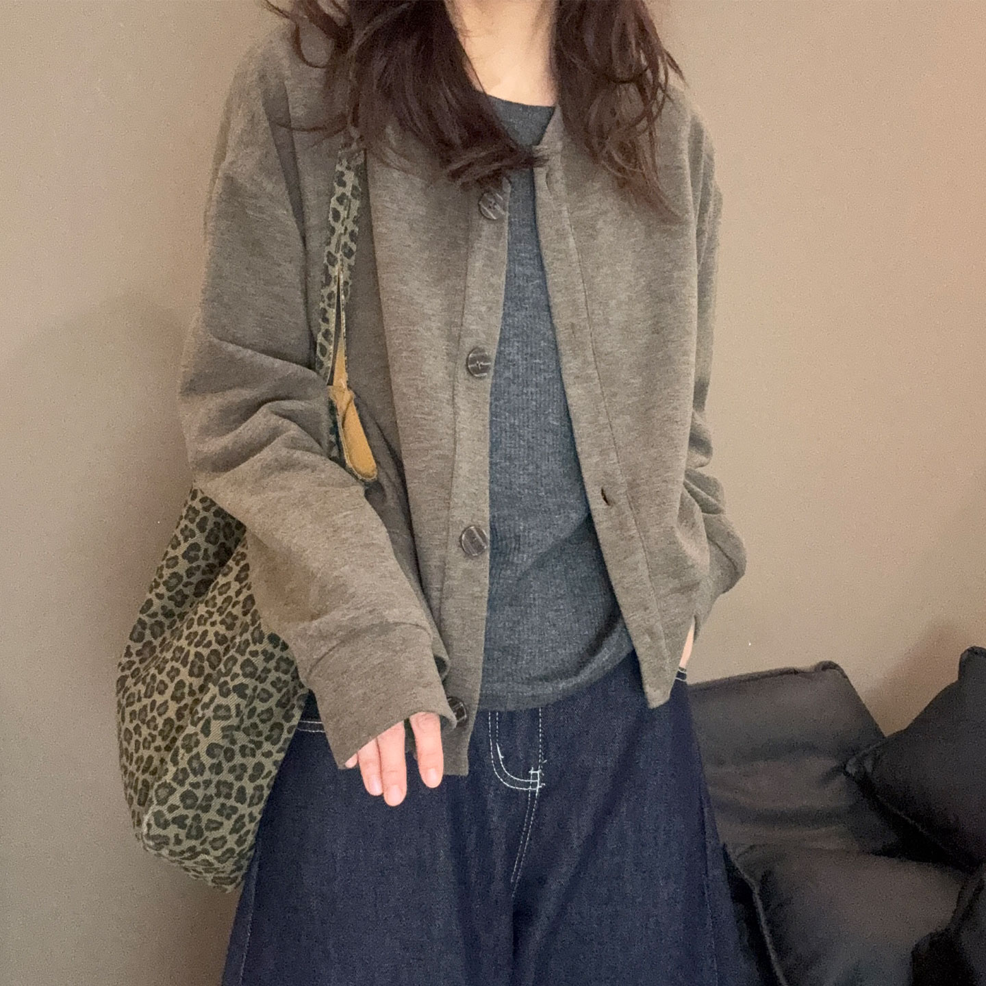 简约小个子显瘦韩版棒球领外套女加厚秋冬保暖纽扣休闲开衫25288