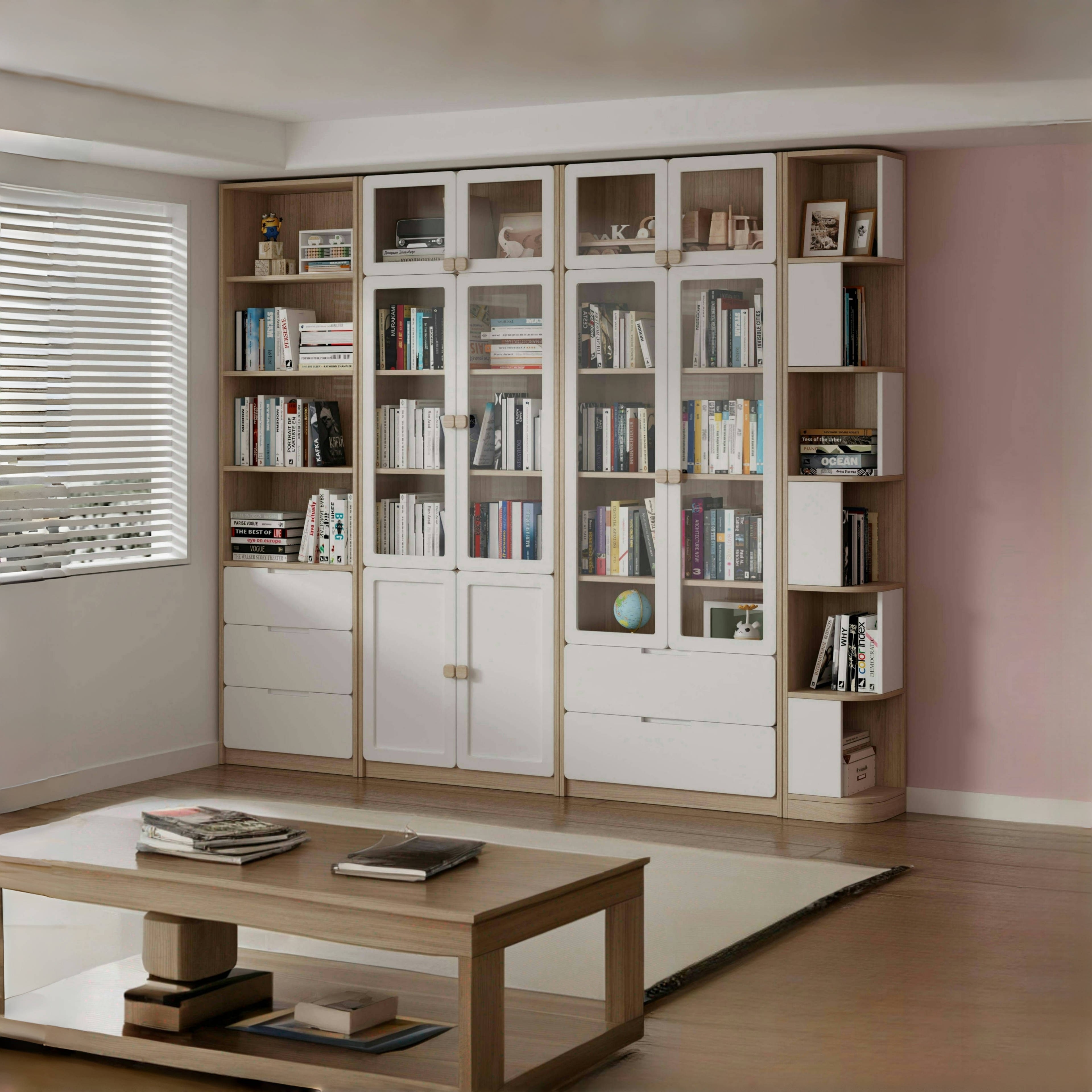 可比熊实木组合书柜一体到顶整墙书柜定制书桌书架一体柜转角书柜,住宅家具,组合书柜,淘宝优惠券,粉丝福利购,淘宝优惠卷