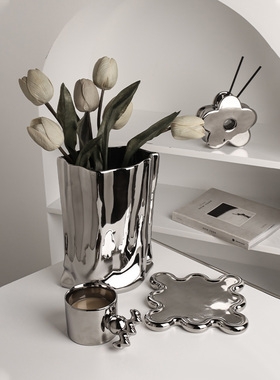 采购产品电镀银饰，客厅创意花瓶，家庭入口桌面，轻型豪华电视柜